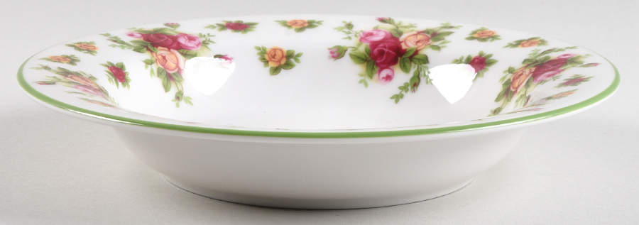 Old Country Roses White (Green Trim) Rim Soup Bowl by Royal Albert-1