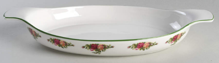 Old Country Roses White (Green Trim) 14" Augratin by Royal Albert-1