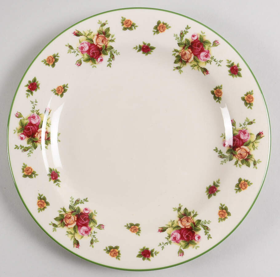 Old Country Roses White (Green Trim) Dinner Plate by Royal Albert-1