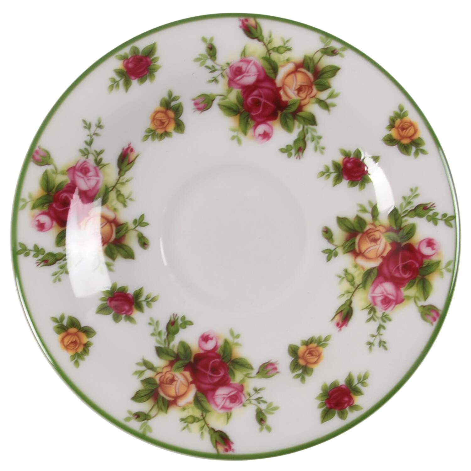 Old Country Roses White (Green Trim) Saucer by Royal Albert-1