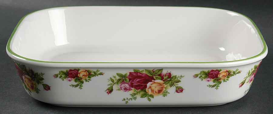 Old Country Roses White (Green Trim) 10" Lasagna by Royal Albert-1