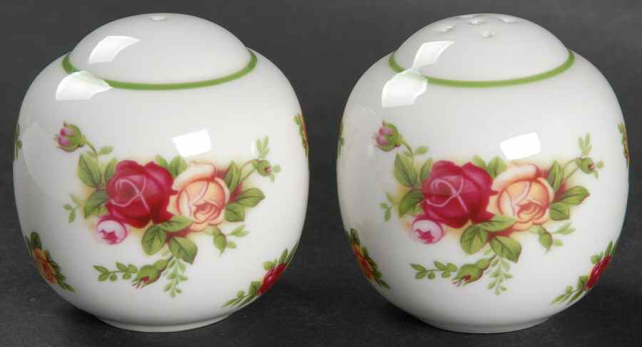 Old Country Roses White (Green Trim) Salt & Pepper Set by Royal Albert-1
