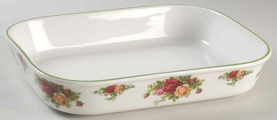 Old Country Roses White (Green Trim) 12" Lasagna by Royal Albert-1
