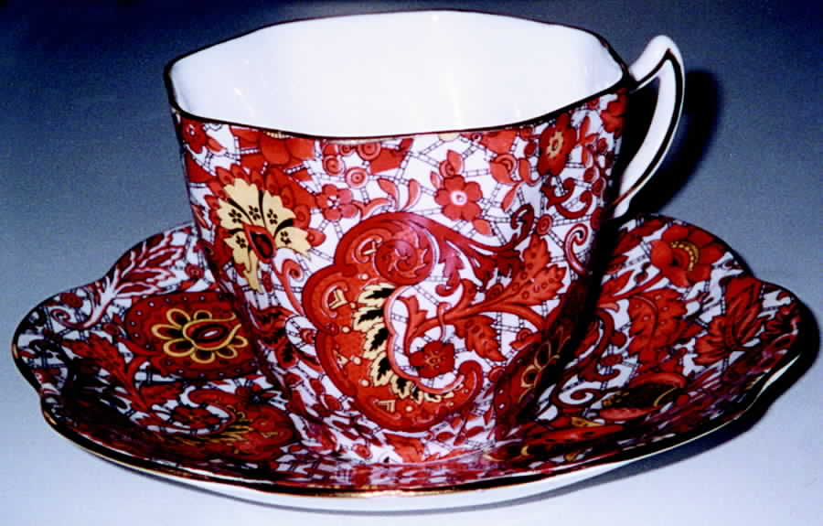 E5032 Flat Cup & Saucer Set by Rosina-Queens-1