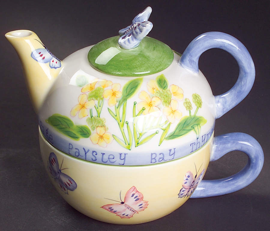 Herb Garden Ceramics (Accessories) Individual Teapot & Lid with Cup by Royal Worcester-1