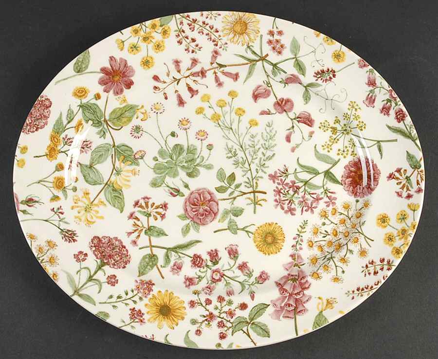 Hedgerow (Earthenware, Wildflowers) 14" Oval Serving Platter by Royal Stafford-1