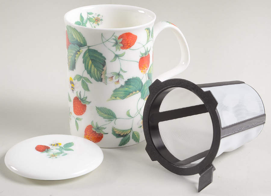 Alpine Strawberry Lancaster Mug & Lid w/Plastic Infuser by Roy Kirkham-1