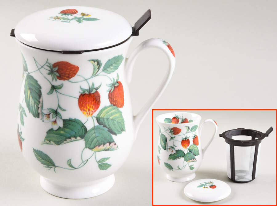 Alpine Strawberry Eleanor Mug & Lid w/Plastic Infuser by Roy Kirkham-1
