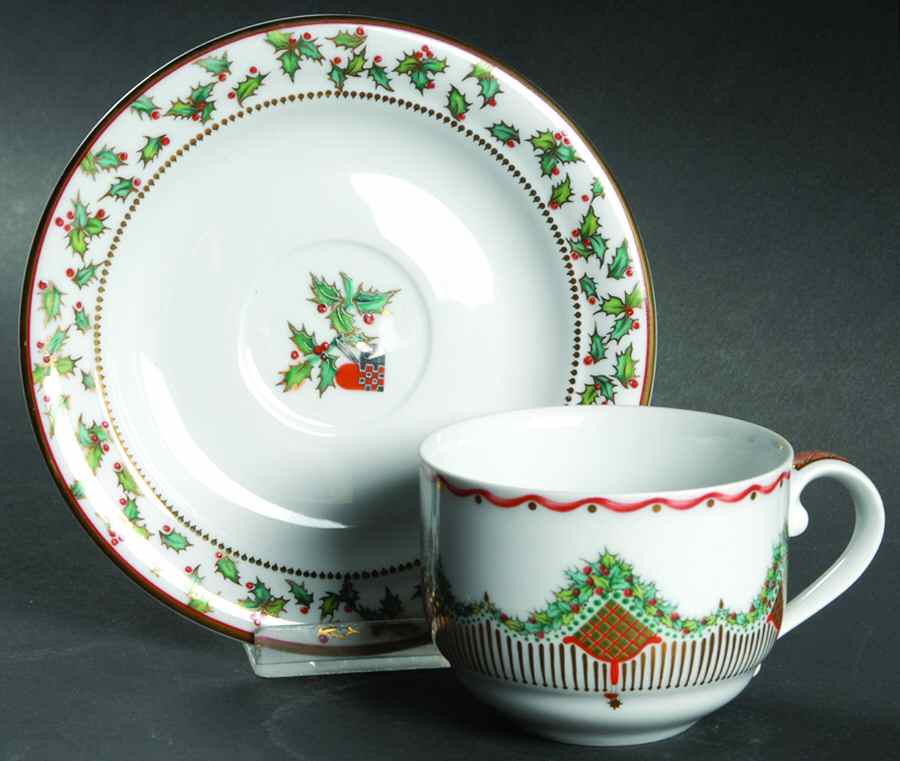 Christmas Joy Flat Cup & Saucer Set by Royal Copenhagen-1