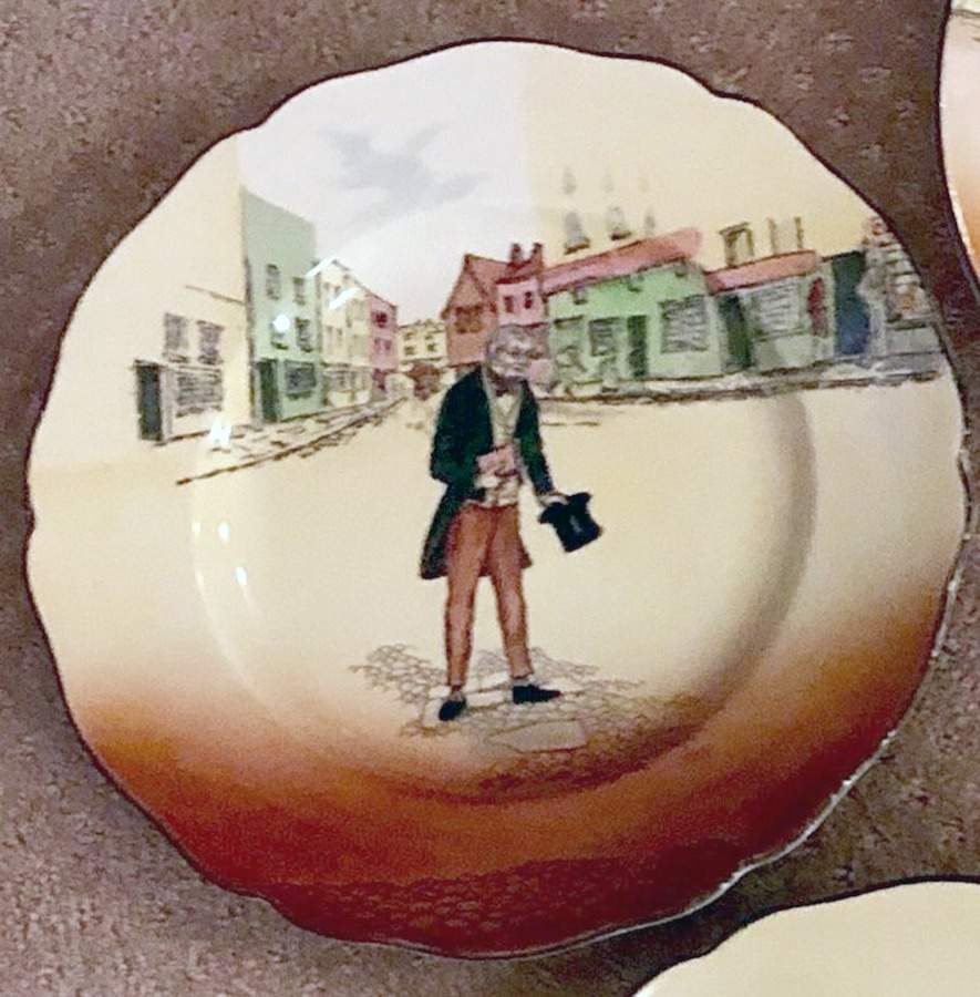 Dickens (Green Trim) Dinner Plate by Royal Doulton-1