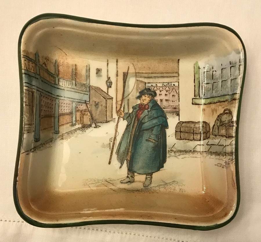 Dickens (Green Trim) 4" Rectangular Tray by Royal Doulton-1