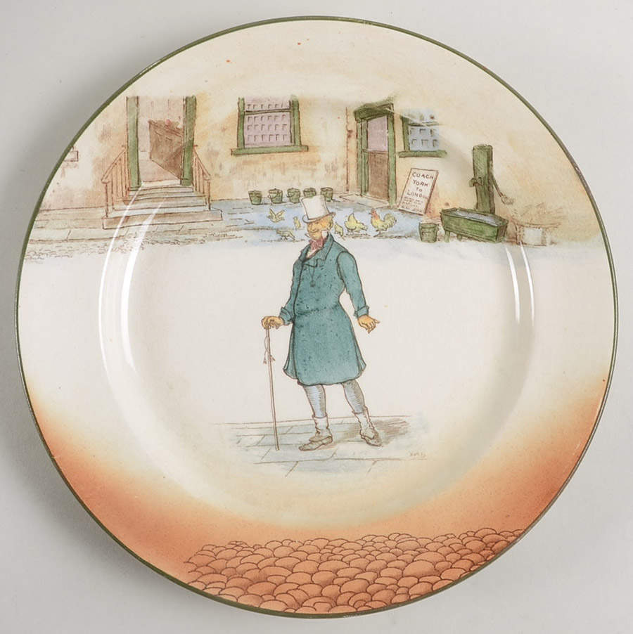 Dickens (Green Trim) Luncheon Plate by Royal Doulton-1