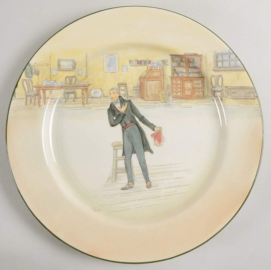 Dickens (Green Trim) Dinner Plate by Royal Doulton-1