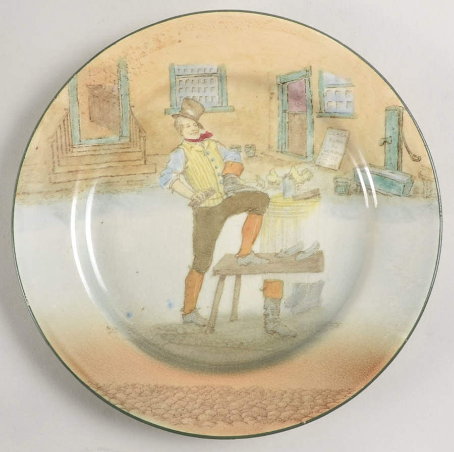 Dickens (Green Trim) Dessert/Pie Plate by Royal Doulton-1