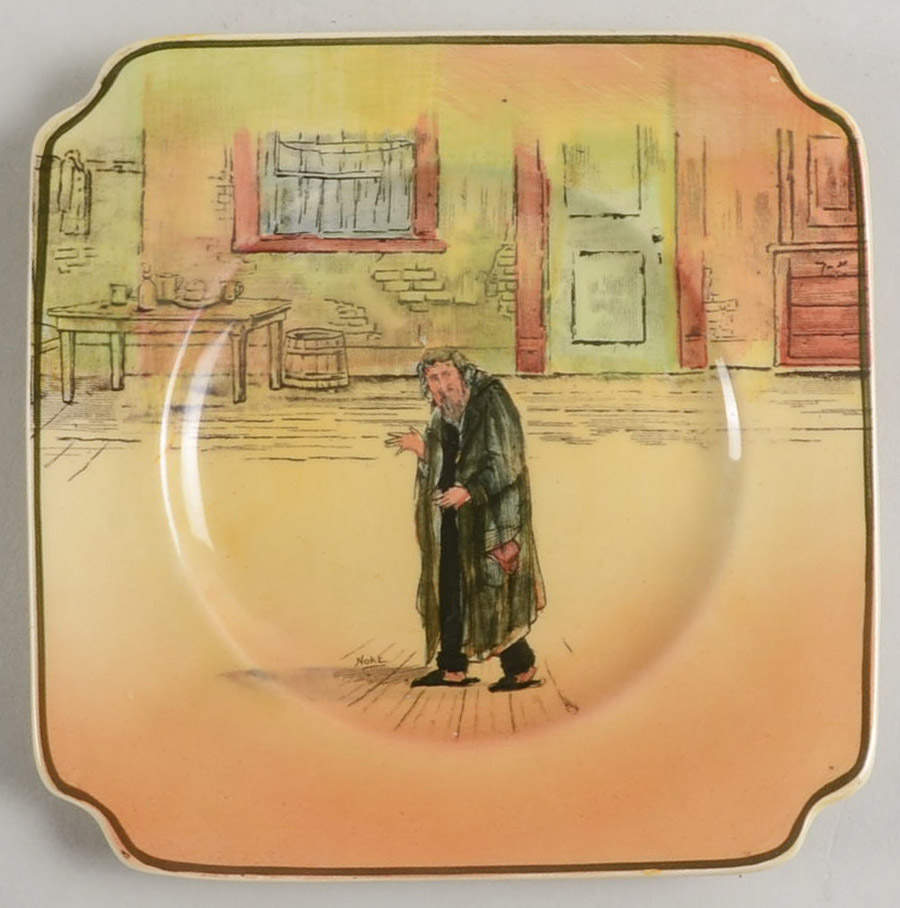 Dickens (Green Trim) Square Bread & Butter Plate by Royal Doulton-1