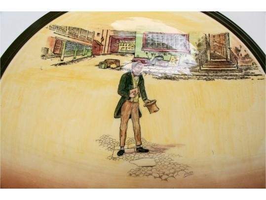 Dickens (Green Trim) 13" Chop Plate (Round Platter) by Royal Doulton-1