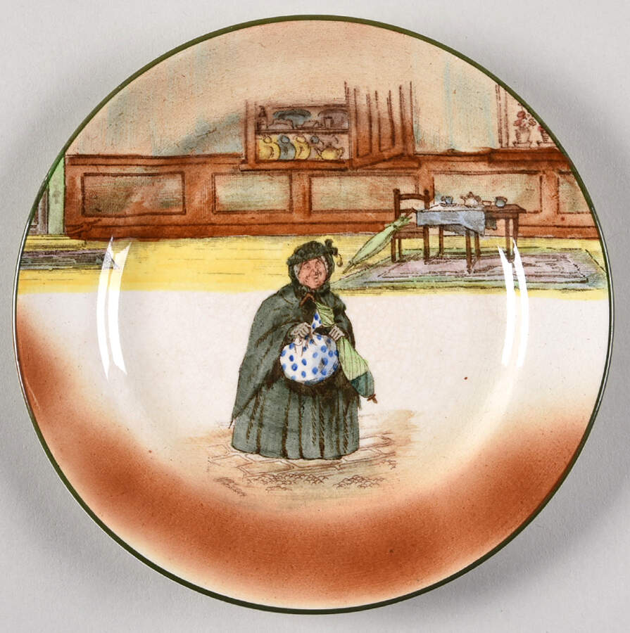 Dickens (Green Trim) Bread & Butter Plate by Royal Doulton-1