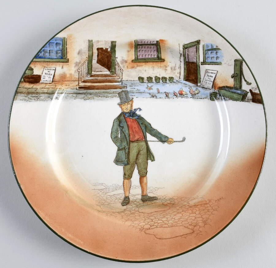 Dickens (Green Trim) Luncheon Plate by Royal Doulton-1