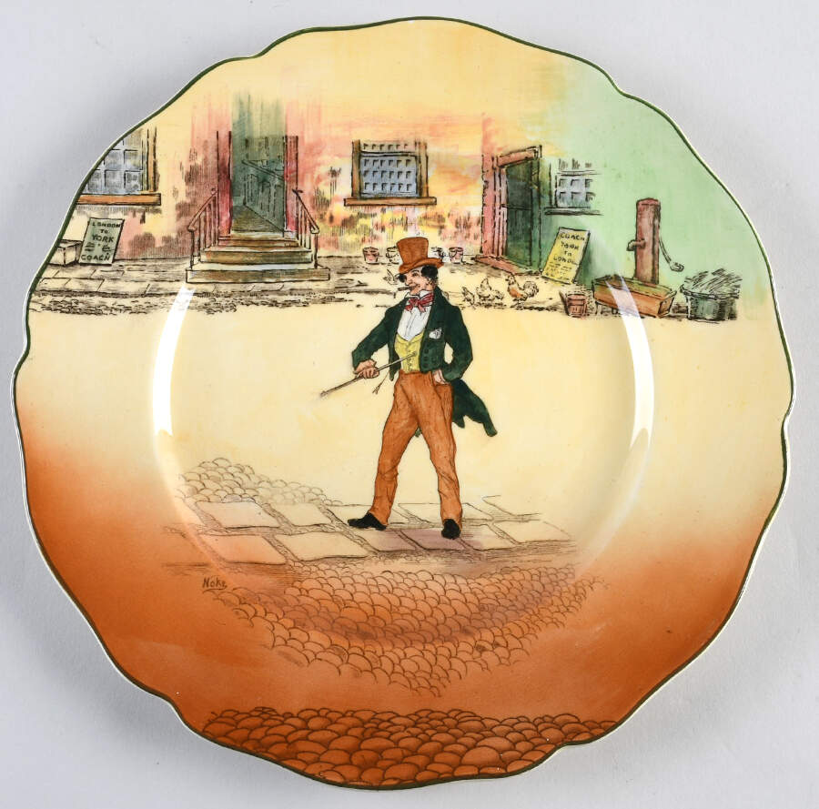 Dickens (Green Trim) Dinner Plate by Royal Doulton-1