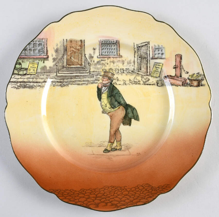 Dickens (Green Trim) Dinner Plate by Royal Doulton-1