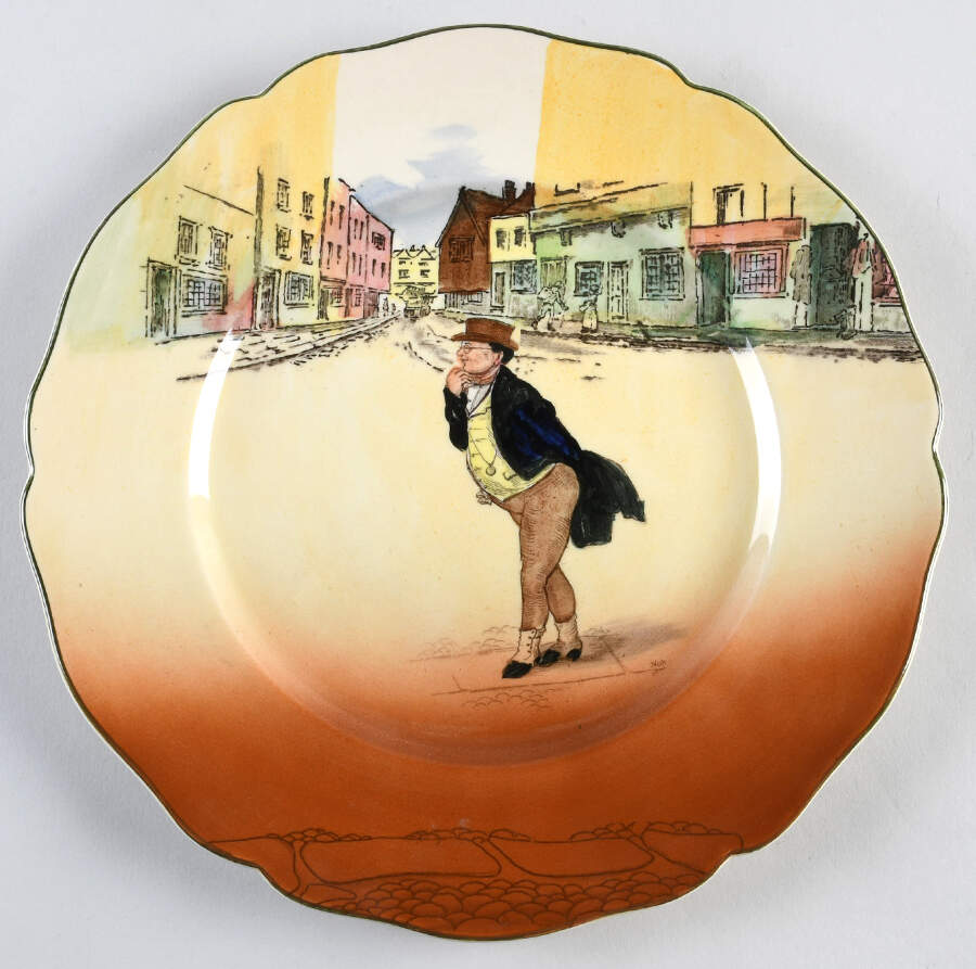 Dickens (Green Trim) Dinner Plate by Royal Doulton-1