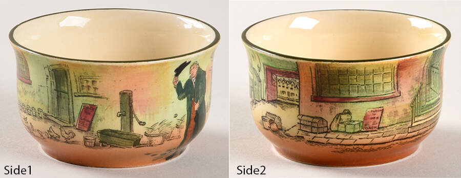 Dickens (Green Trim) Mini Open Sugar Bowl by Royal Doulton-1