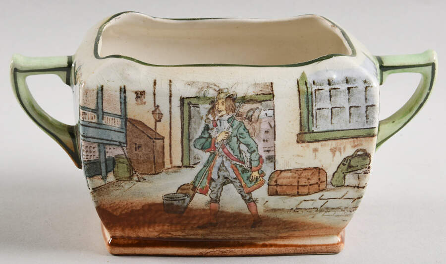 Dickens (Green Trim) Open Sugar Bowl by Royal Doulton-1