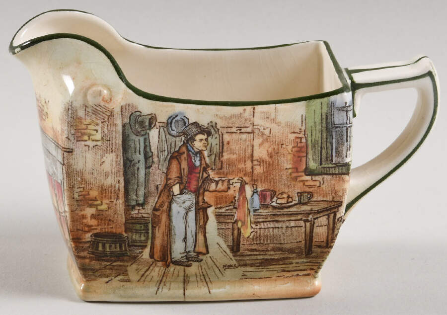 Dickens (Green Trim) Creamer by Royal Doulton-1