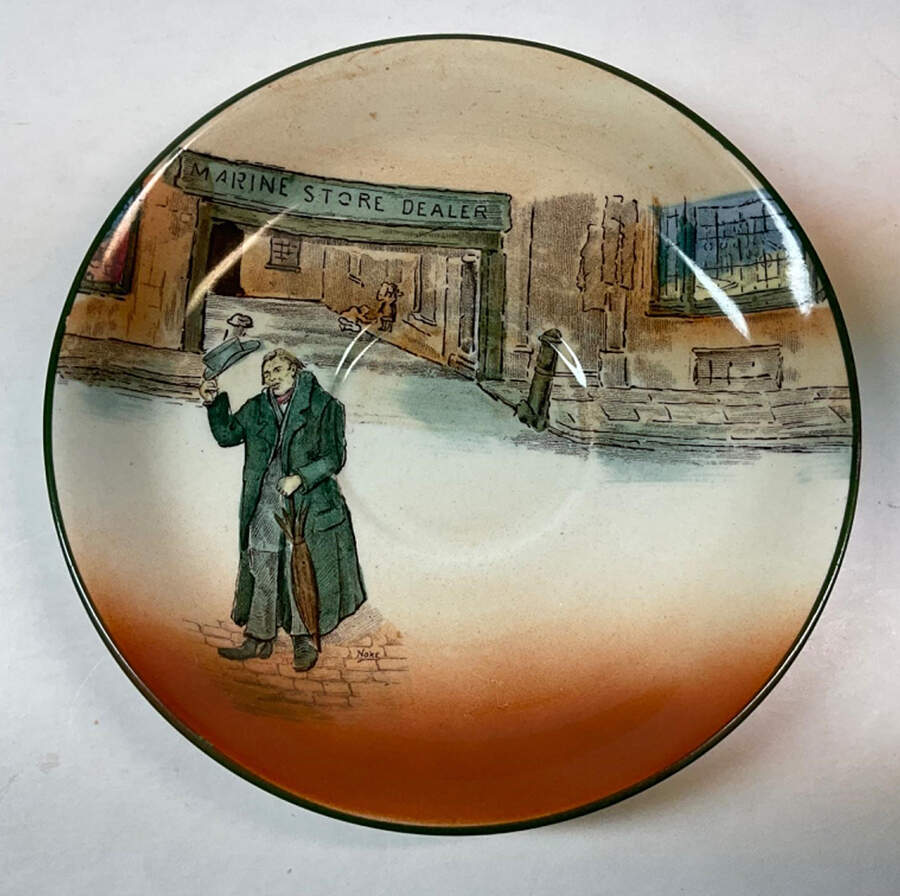 Dickens (Green Trim) Saucer for Flat Cup by Royal Doulton-1
