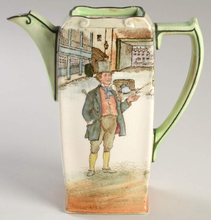 Dickens (Green Trim) Coffee Pot No Lid by Royal Doulton-1