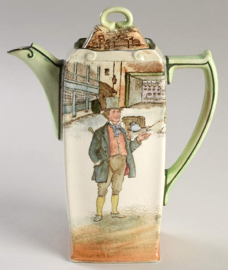 Dickens (Green Trim) Coffee Pot & Lid by Royal Doulton-1