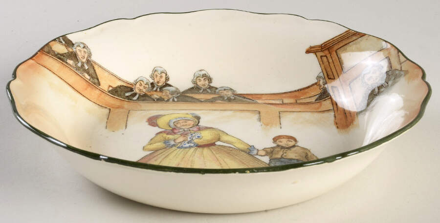Dickens (Green Trim) Coupe Soup Bowl by Royal Doulton-1