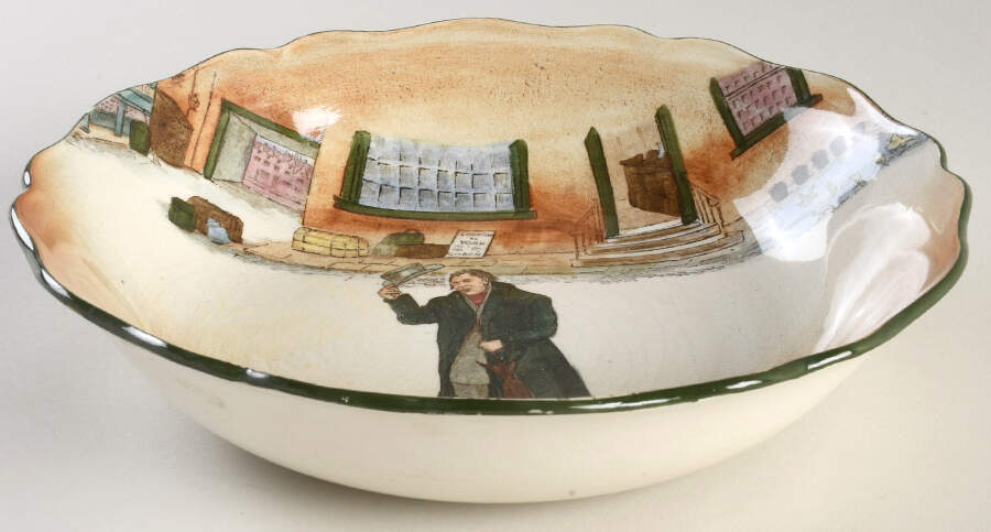 Dickens (Green Trim) 9" Round Vegetable Bowl by Royal Doulton-1
