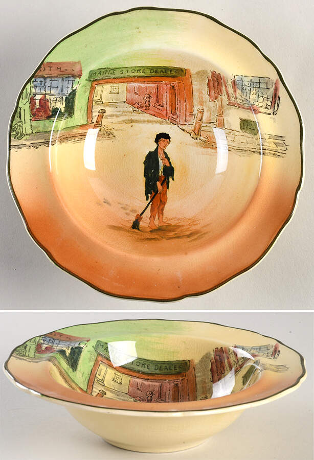 Dickens (Green Trim) Oatmeal Bowl by Royal Doulton-1