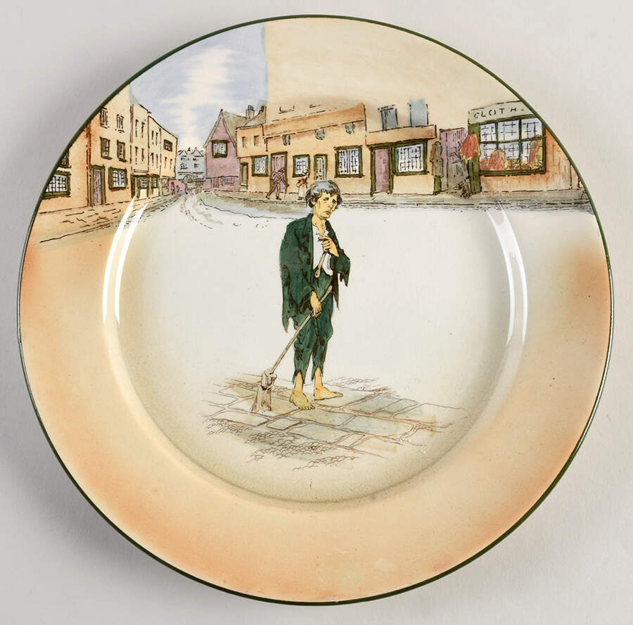 Dickens (Green Trim) Dinner Plate by Royal Doulton-1