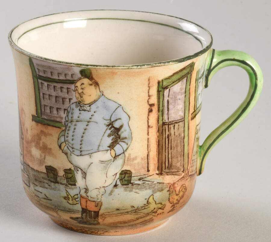 Dickens (Green Trim) Flat Cup by Royal Doulton-1