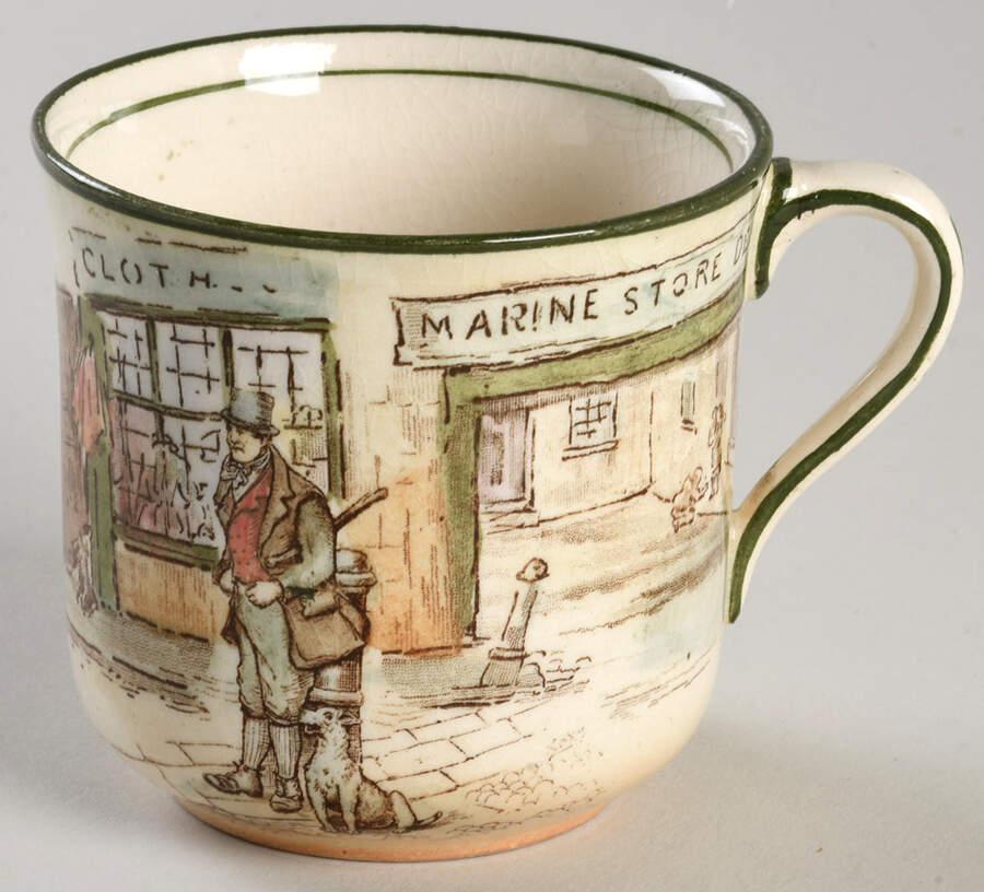 Dickens (Green Trim) Flat Cup by Royal Doulton-1