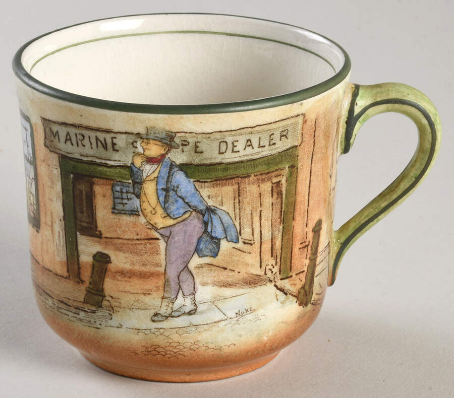 Dickens (Green Trim) Flat Cup by Royal Doulton-1