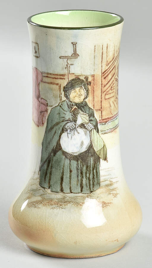 Dickens (Green Trim) 4" Bud Vase by Royal Doulton-1