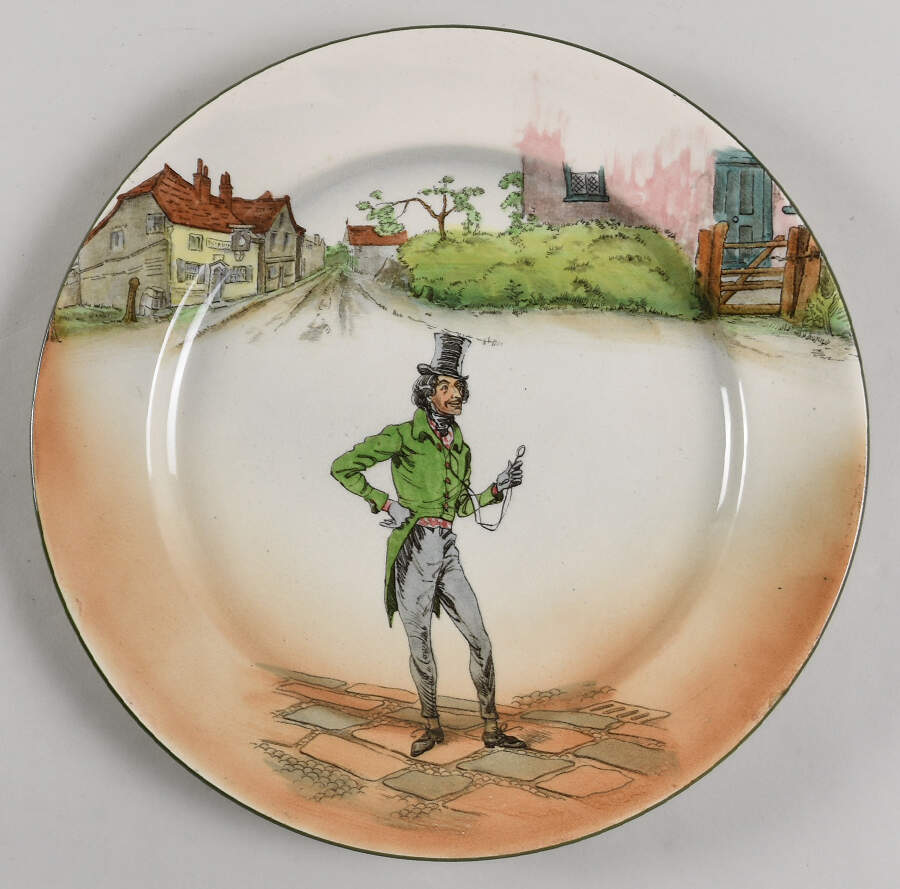 Dickens (Green Trim) Dinner Plate by Royal Doulton-1