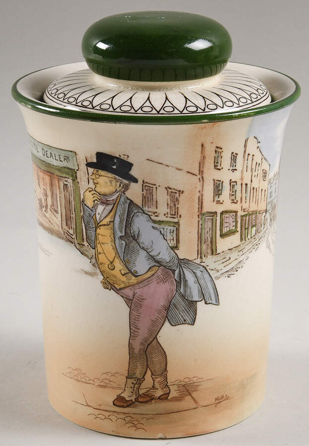 Dickens (Green Trim) Humidor & Lid by Royal Doulton-1