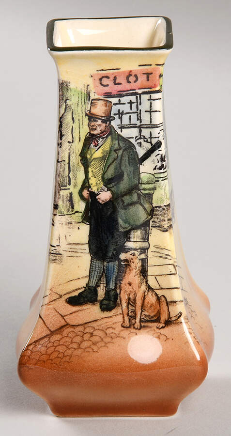 Dickens (Green Trim) 4" Bud Vase by Royal Doulton-1