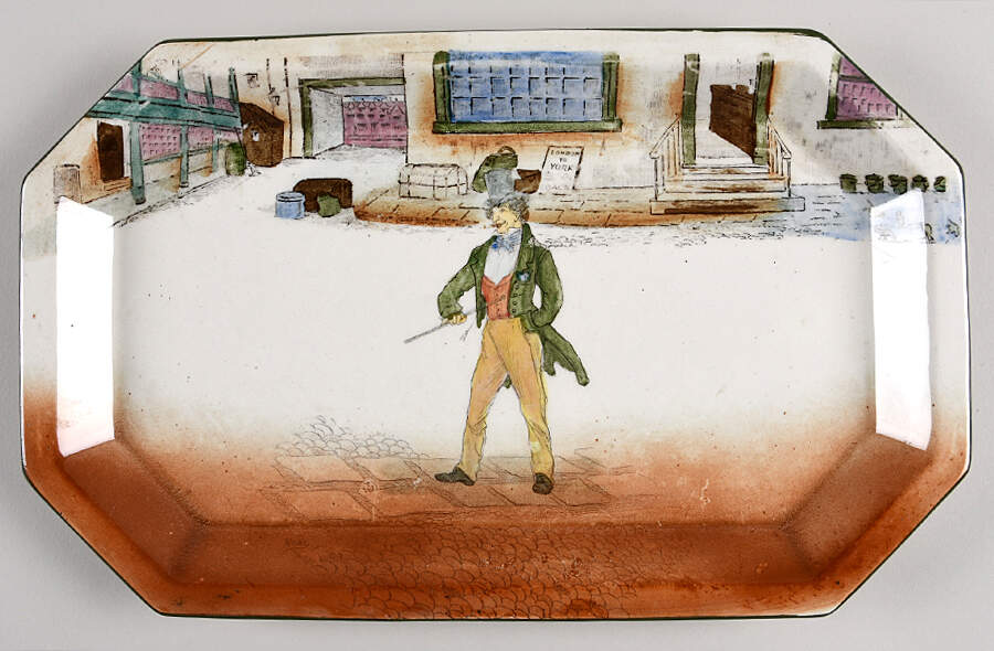 Dickens (Green Trim) Rectangular Tray by Royal Doulton-1