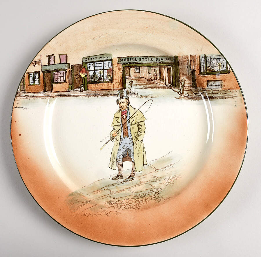 Dickens (Green Trim) Dinner Plate by Royal Doulton-1