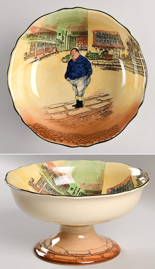 Dickens (Green Trim) Round Compote (Height X Width) by Royal Doulton-1