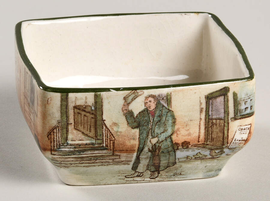 Dickens (Green Trim) Trinket Box No Lid by Royal Doulton-1