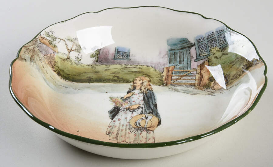 Dickens (Green Trim) Coupe Soup Bowl by Royal Doulton-1
