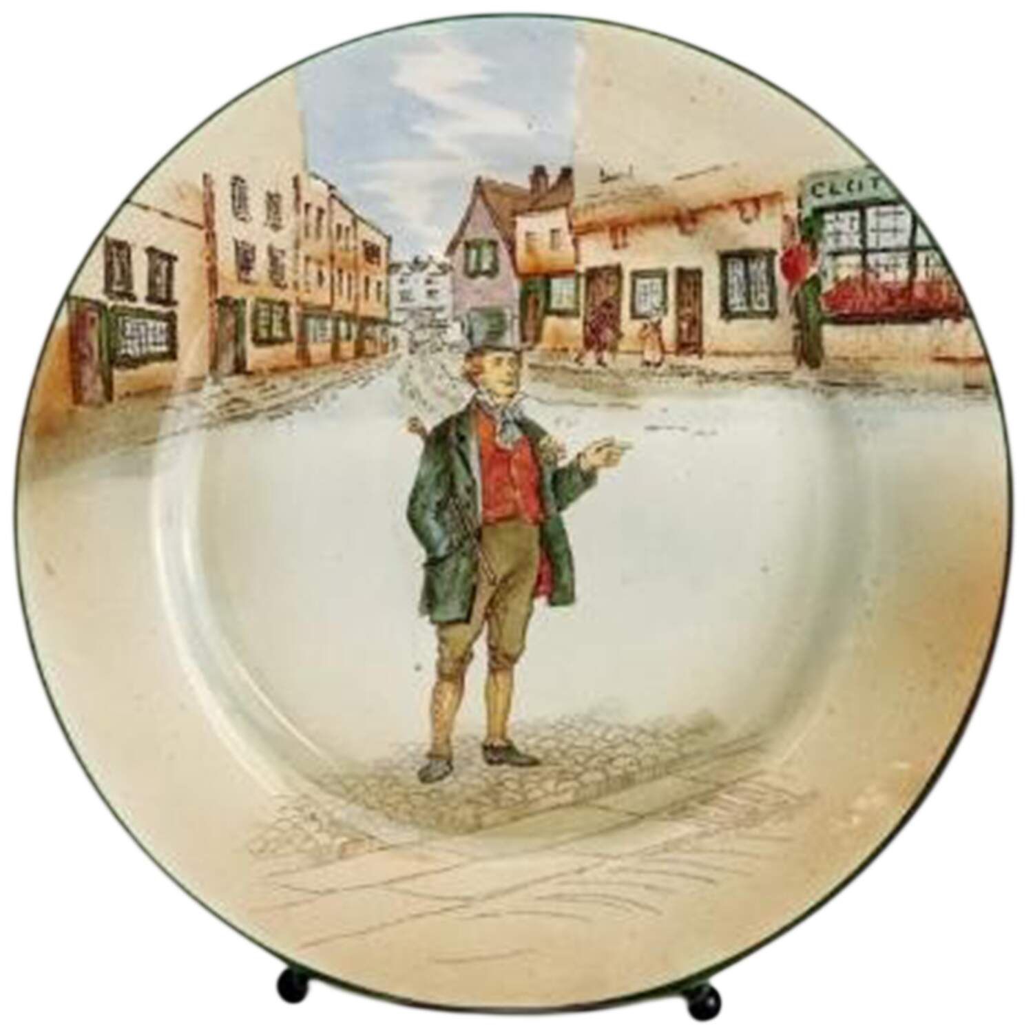 Dickens (Green Trim) Dinner Plate by Royal Doulton-1