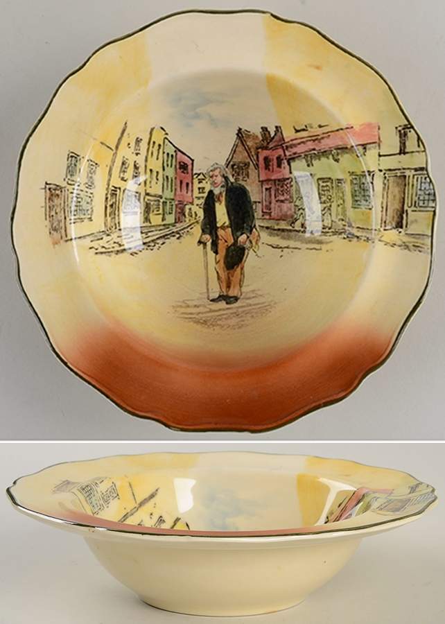 Dickens (Green Trim) Oatmeal Bowl by Royal Doulton-1
