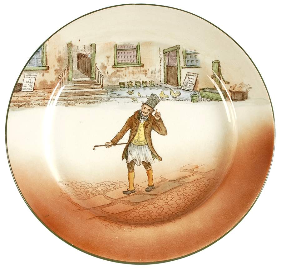 Dickens (Green Trim) Dinner Plate by Royal Doulton-1